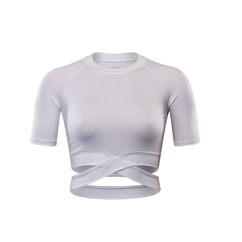 Women’s Gym Elastic Crop Top Tops & T-Shirts Women Sports Wear cb5feb1b7314637725a2e7: Black|Pink|White