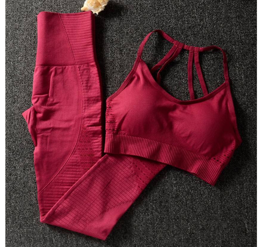 Women's Solid Color Sports Bra and Leggings Set