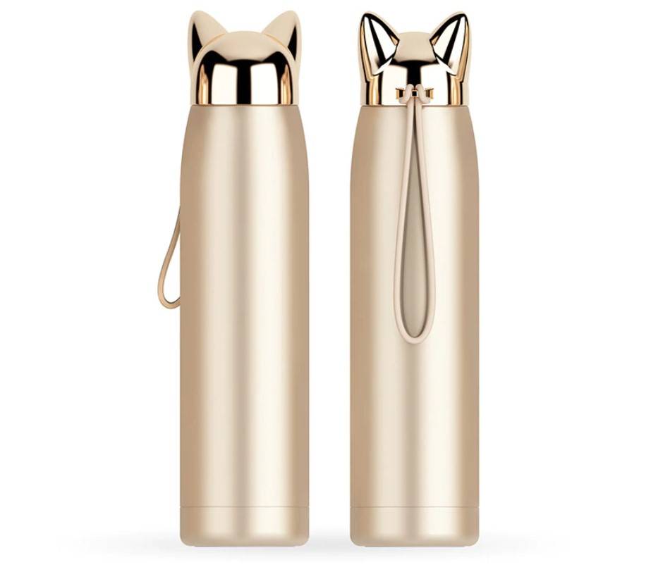 Cat Ears Lid Stainless Steel Water Bottle Bottles & Shakers Fitness Accessories cb5feb1b7314637725a2e7: Black|Diamond Blue|Gold|Pink