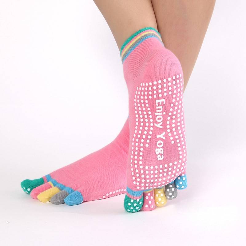 Rainbow Toe Anti-Slip Grip Women's Yoga Socks