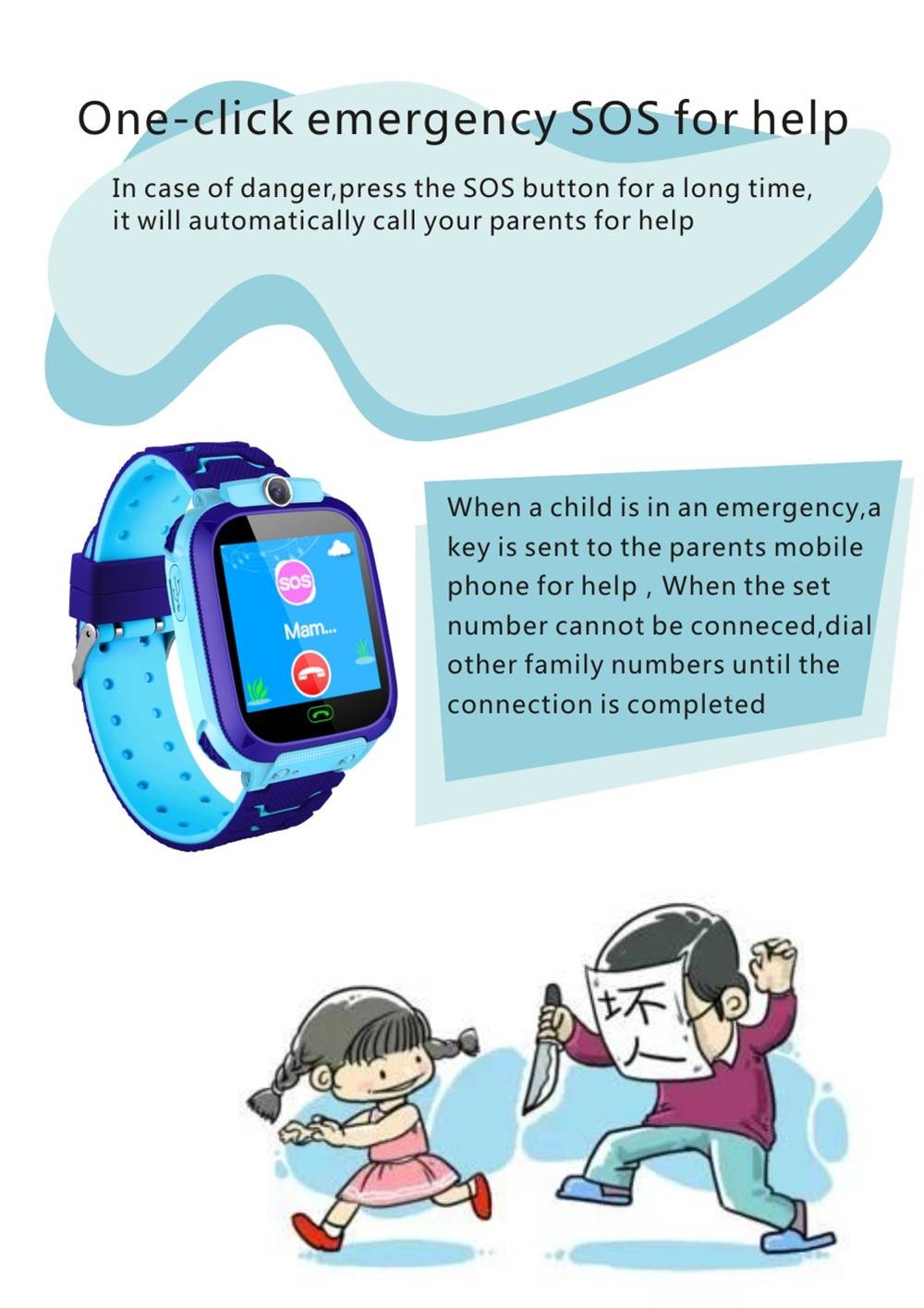 Kid's Waterproof Anti-lost Smart Watch
