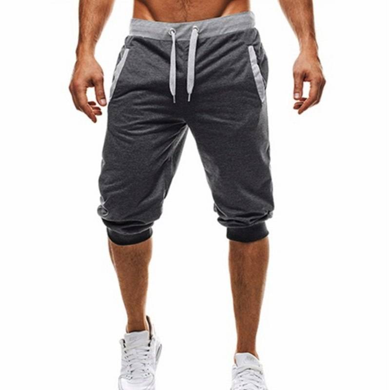 Comfortable Knee-Length Elastic Cotton Men’s Joggers Men Sports Wear Pants & Leggings cb5feb1b7314637725a2e7: Black|Dark Gray|Gray
