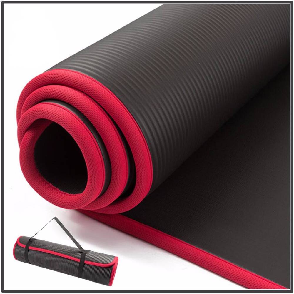Thick Yoga Mat with Locked Edge Mats Yoga Supplies cb5feb1b7314637725a2e7: Black