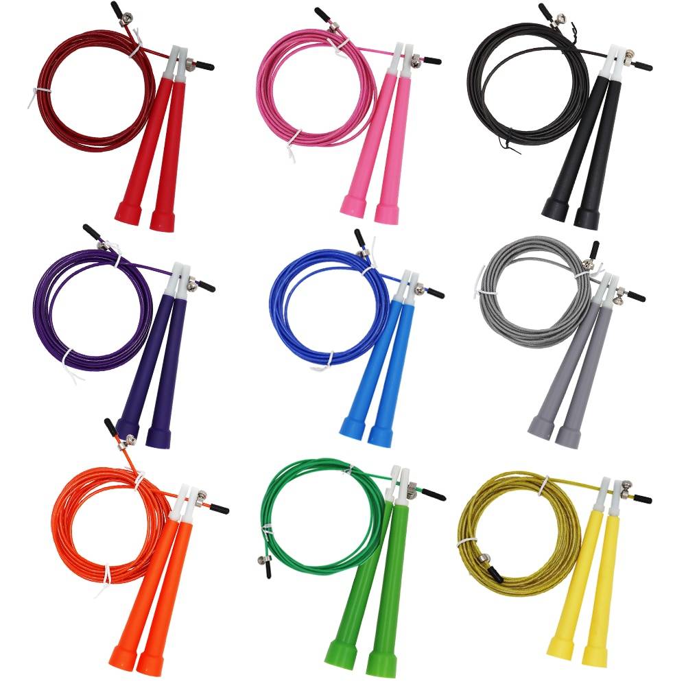 Adjustable Steel Wire Skipping Ropes Jump Ropes Sports Equipment cb5feb1b7314637725a2e7: Black|Blue|Green|Grey|Orange|Pink|Purple|Red|Yellow